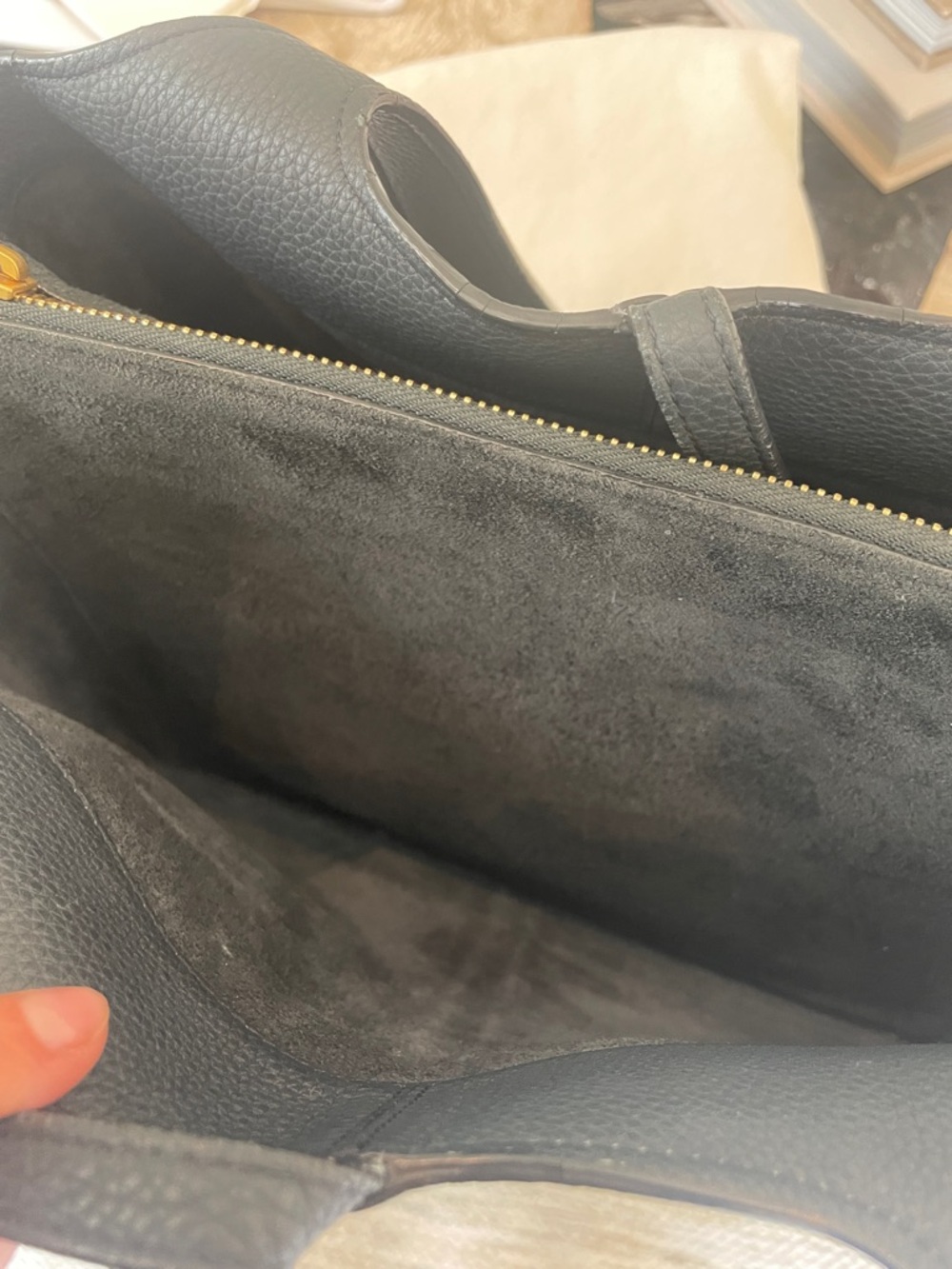 Celine Trifold Textured Leather Bag with Gold Logo - Picture 3 of 9